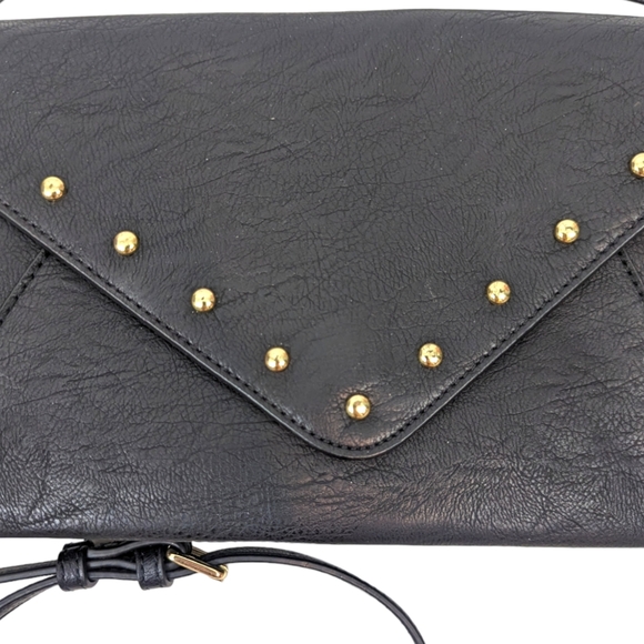 INC International Concepts Vegan Leather Crossbody Purse Black Gold Studded - Picture 2 of 9